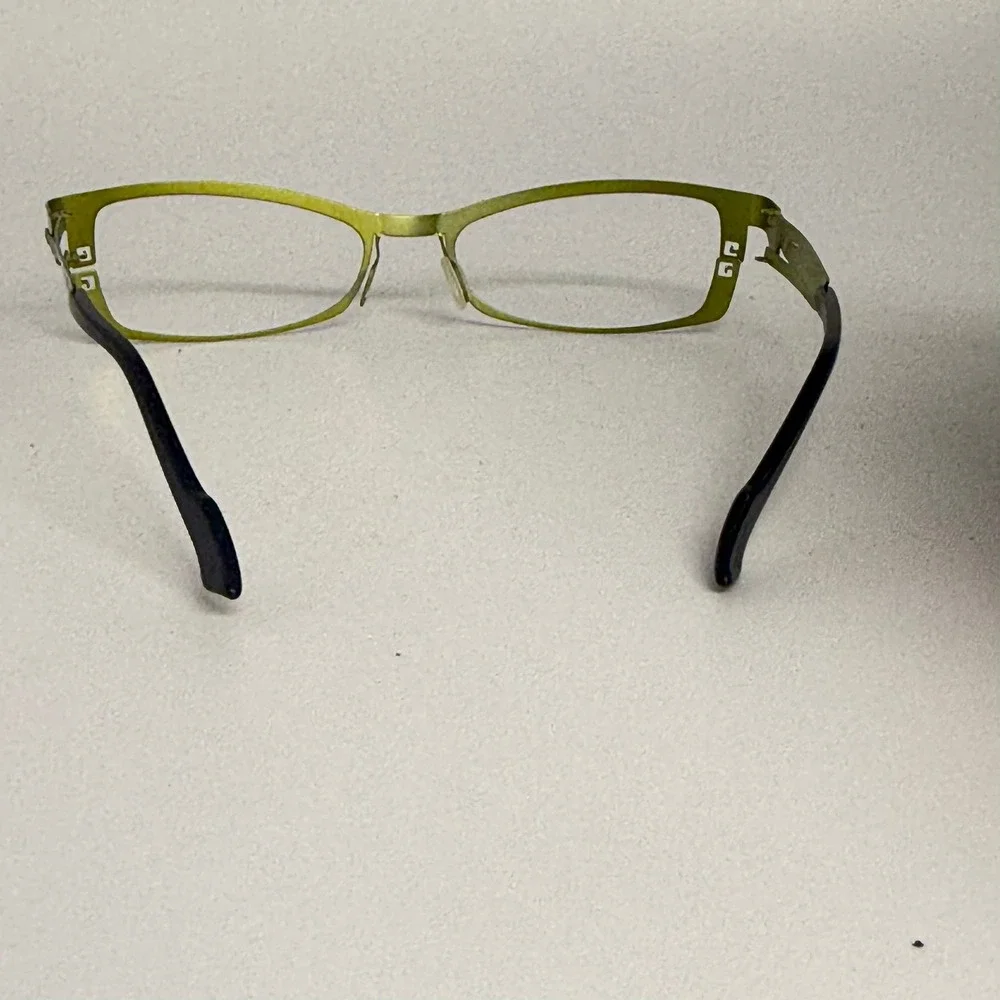 Eye DC Lime Green Metal Rectangular Eyeglass Frames Made in France H6555